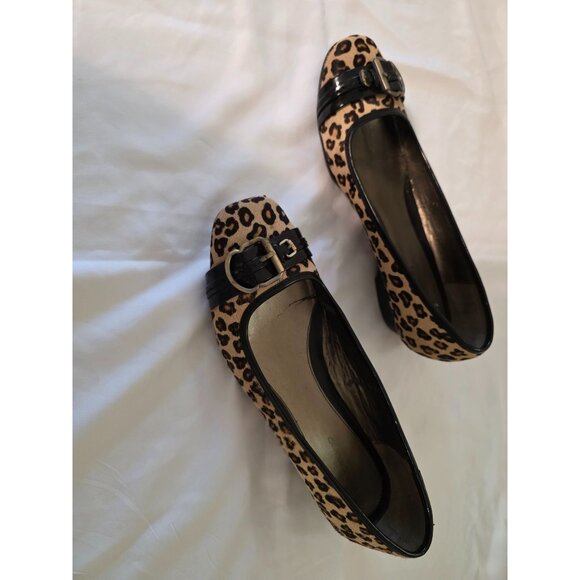 Bandolino Leopard Print Flats Buckle Accent Faux Black Patent Leather Size 10 M - Picture 13 of 13